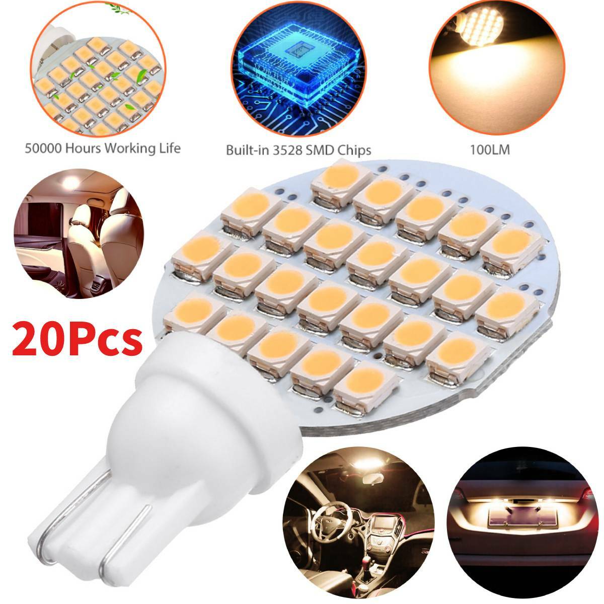 20x T10/921/194 RV Trailer Interior landscaping Wedge LED Light Bulbs