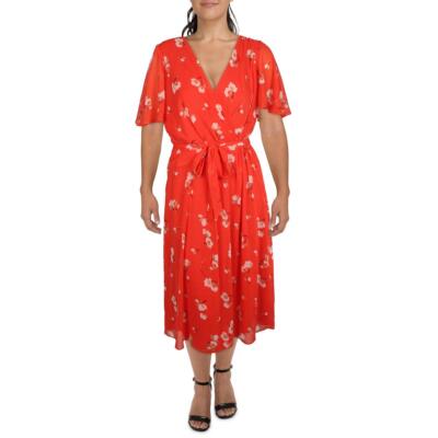 

Женское оранжевое чайное платье с запахом и v-образным вырезом Lauren Ralph Lauren Plus  BHFO 3996, Orange cream