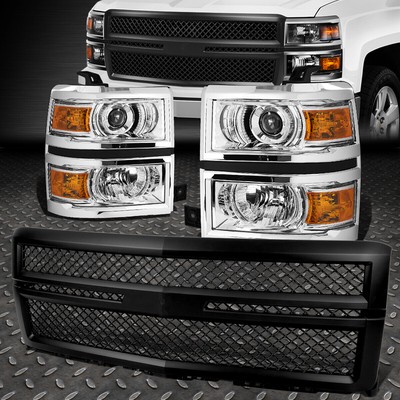 ХРОМИРОВАННАЯ ПРОЕКТОРНАЯ ФАРА + ЯНТАРНЫЙ СИГНАЛ + РЕШЕТКА РАДИАТОРА В СЕТЧАТОМ СТИЛЕ ДЛЯ 14-15 SILVERADO