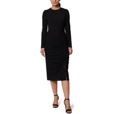 

Женское платье миди Laundry by Shelli Segal с длинными рукавами и круглым вырезом с рюшами, Черный