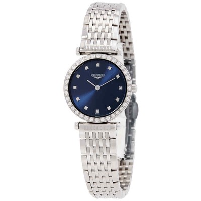 Женские часы Longines La Grande Classique с синим циферблатом и кварцем и бриллиантами L4.341.0.97.6