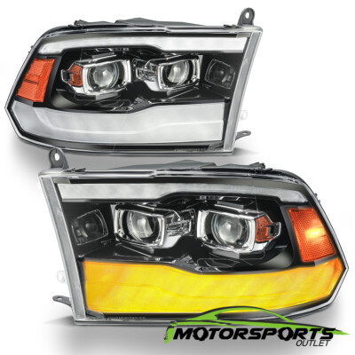 Fit 2009-2018 Dodge Ram1500/2500/3500 Polished Black DRL Projector Headlights