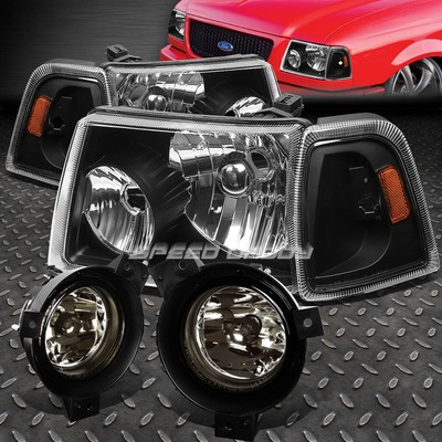 ЧЕРНАЯ ФАРА КОРПУСА + ЯНТАРНЫЙ УГОЛОК + ДЫМЧАТАЯ ПРОТИВОТУМАННАЯ ФАРА OE ДЛЯ FORD RANGER 01-03