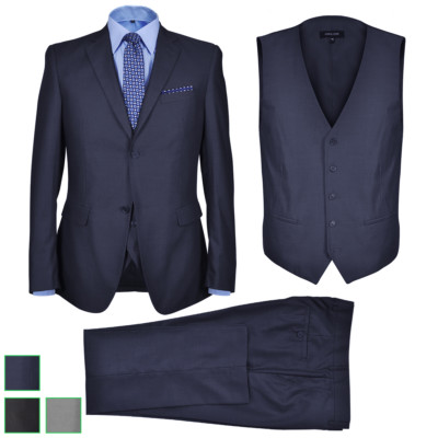 vidaXL 3tlg. Herren Anzug Slim Fit Sakko Hose Hochzeit Smoking Business Gr.46-54