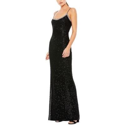 Женское официальное вечернее платье Mac Duggal, украшенное черной сеткой, 6 BHFO 9070