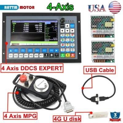（USA）4 Axis CNC Offline Motor Motion Controller DDCS Expert+MPG+24V Power Supply