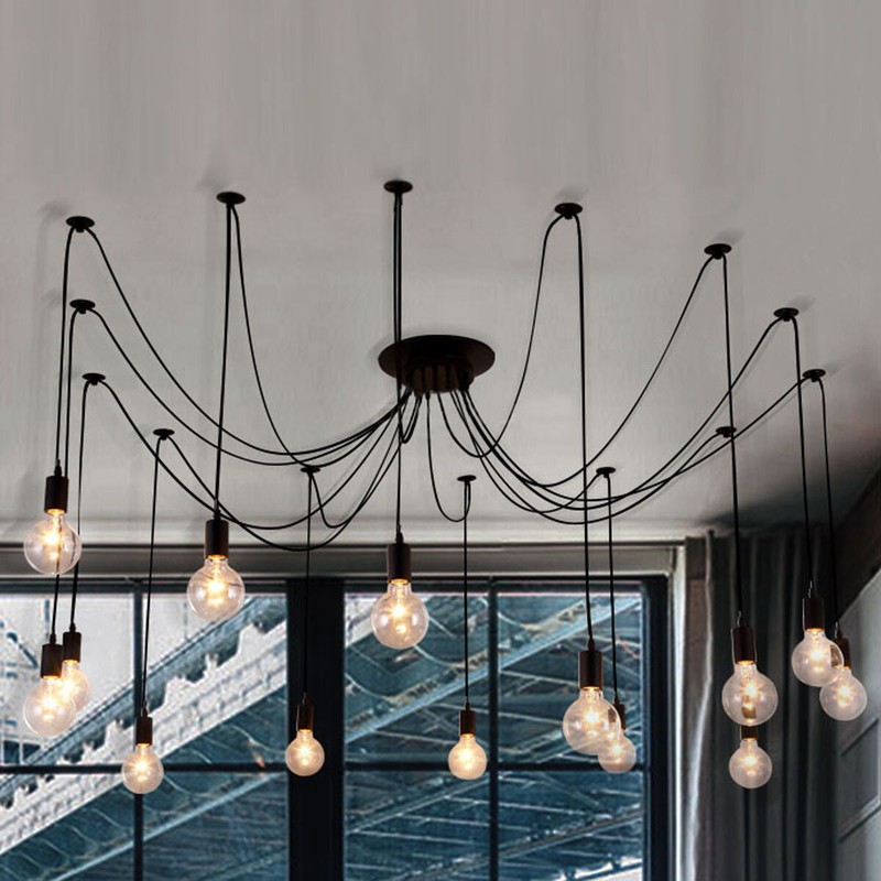 Loft Modern DIY Chandelier Lights Retro Adjustable Edison Bulb Art