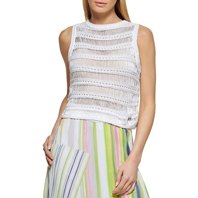 Женская белая футболка-майка без рукавов с открытой строчкой DKNY, L BHFO 8492