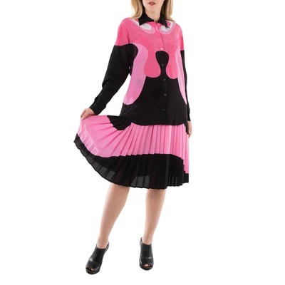 Pre-owned Burberry Bubblegum Pink Marine Blob Silk Midi Skirt