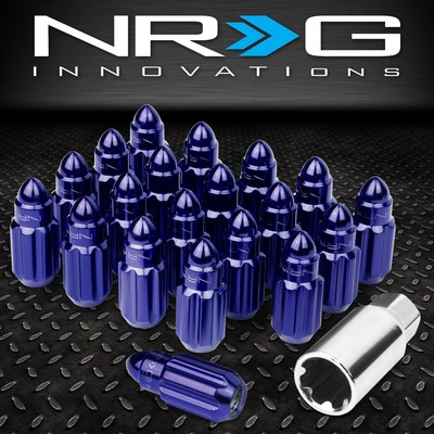 20X NRG BLUE M12X1.25 50 ММ СТАЛЬНЫЕ ПУЛЕОБРАЗНЫЕ ГАЙКИ ДЛЯ ТОРЦЕВЫХ ВЫСТУПОВ ОБОДА + КЛЮЧ ДЛЯ БЛОКИРОВКИ КОЛЕСА
