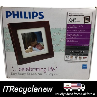 Philips 10D DPF 10.4'' LCD Brown Wood Picture Frame Wall Digital Desk Photo Panel