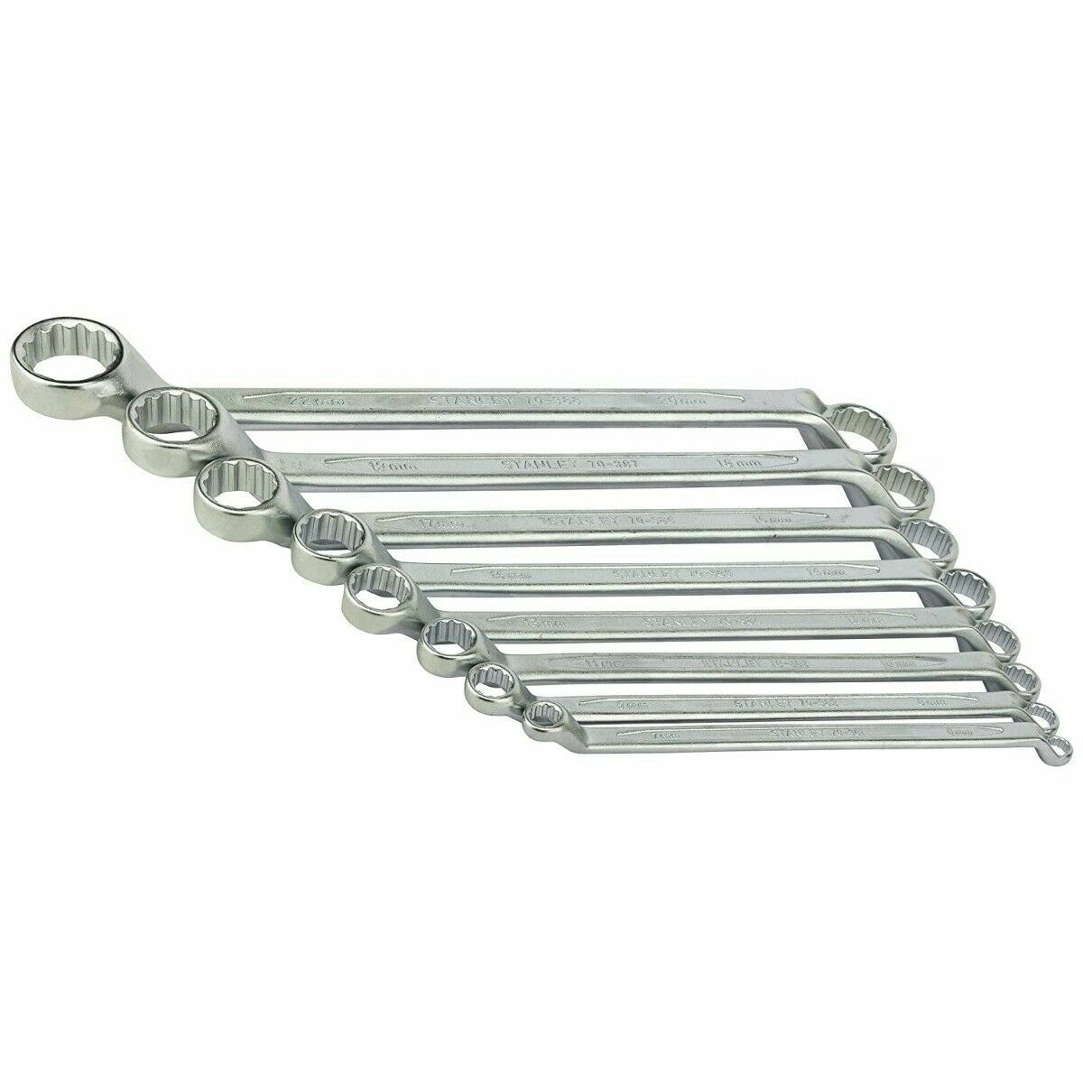 Stanley Set of 8 Shallow Offset Ring Spanners Wrenches  Sizes 6x7 To 20x22 