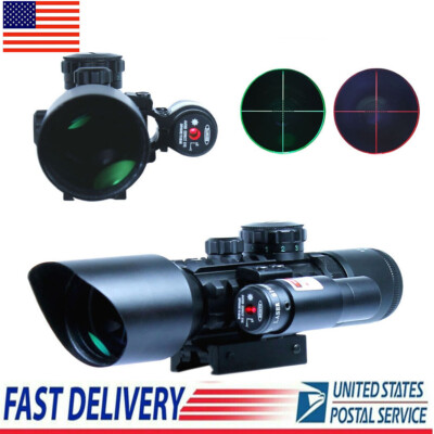 M9 3-10x42E Mil-Dot Reticle Red Green Illuminated Scope w/Red Laser Sight