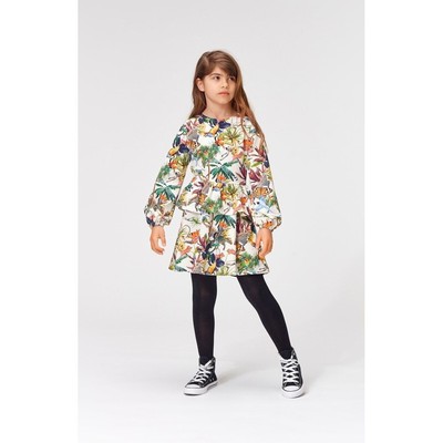 Molo Christabelle Imaginary Jungle Multicolor Peplum Long Sleeve Dress 9-10