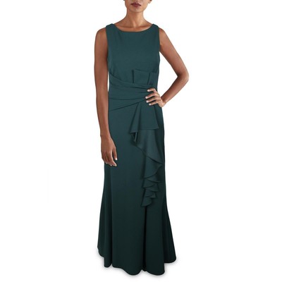 Betsy & Adam Womens Green Ruched Side Slit Evening Dress Gown 10 BHFO 1170