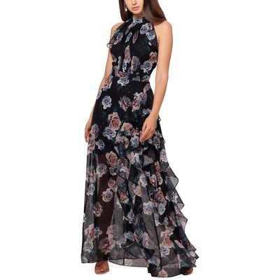 

Женское платье Betsy - Adam с асимметричным бретельками и рюшами Petites BHFO 7010, Black/pink