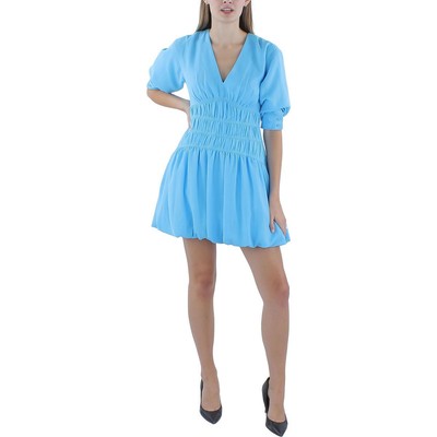 Женское газовое мини-платье Jonathan Simkhai Diem синего цвета со складками 2 BHFO 8634