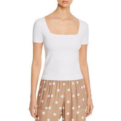 Elie Tahari Женская футболка-свитер Sarah White с квадратным вырезом в рубчик, S BHFO 4668