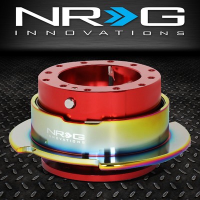 БЫСТРОРАЗЪЕМНОЕ АЛЮМИНИЕВОЕ РУЛЕВОЕ КОЛЕСО NRG С 6 БОЛТАМИ GEN 2.5 КРАСНОЕ/ NEO ХРОМИРОВАННОЕ КОЛЬЦО