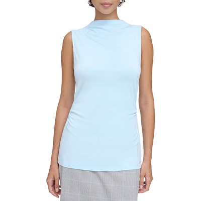 Calvin Klein Женский синий повседневный пуловер без рукавов с высоким воротом, топ XL BHFO 2431