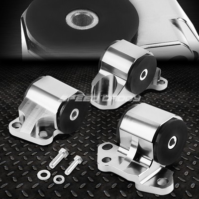 КОМПЛЕКТ КРЕПЛЕНИЯ ДВИГАТЕЛЯ ИЗ АЛЮМИНИЕВОЙ ЗАГОТОВКИ НА 2 БОЛТА, EG EH / DC D15 / 16 B16 / 18, СМЕННЫЙ ДВИГАТЕЛЬ СЕРЕБРИСТОГО ЦВЕТА