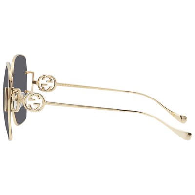 Pre-owned Gucci Grey Geometric Ladies Sunglasses Gg1207sa 002 64 Gg1207sa 002 64 In Gray