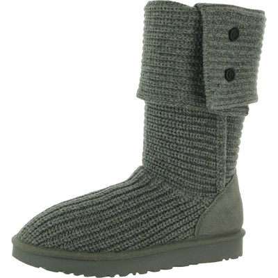 Ugg Womens Classic Cardy Gray Knit Casual Boots Shoes 7 Medium (B,M) BHFO 0404