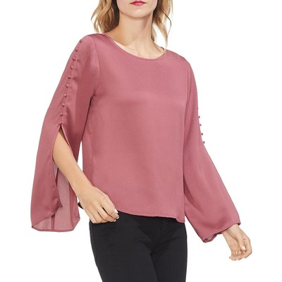 Женская розовая блузка-пуловер с расклешенными рукавами и пуговицами Vince Camuto M BHFO 2301