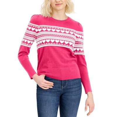 

Tommy Hilfiger Женский хлопковый свитер с круглым вырезом в рубчик с сердцем BHFO 4539, Hibiscus multi