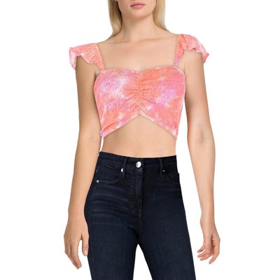 

Женская рубашка с коротким топом и присборенным топом Tiare Hawaii Hollie Pink Tie-Dye  BHFO 0146, Pink coral smoke