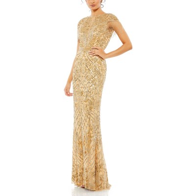 Женское официальное вечернее платье Mac Duggal, украшенное золотом, 6 BHFO 5172