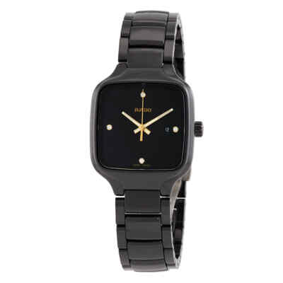 Pre-owned Rado True Quartz Diamond Black Dial Ladies Watch R27080722