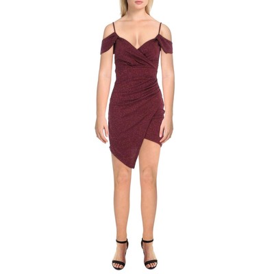 

Женское блестящее мини-платье для коктейлей и вечеринок Emerald Sundae BHFO 1522, Burgundy