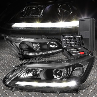 ДЛЯ 13-15 HONDA ACCORD 4-DR LED DRL-ПРОЕКТОР ДЛЯ ЧЕРНЫХ/ПРОЗРАЧНЫХ ФАР + НАБОР ИНСТРУМЕНТОВ