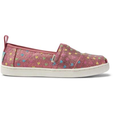 

Toms Girls Alpargata Блестящие повседневные мокасины без шнуровки BHFO 0457, Multi glimmer hearts, Alpargata