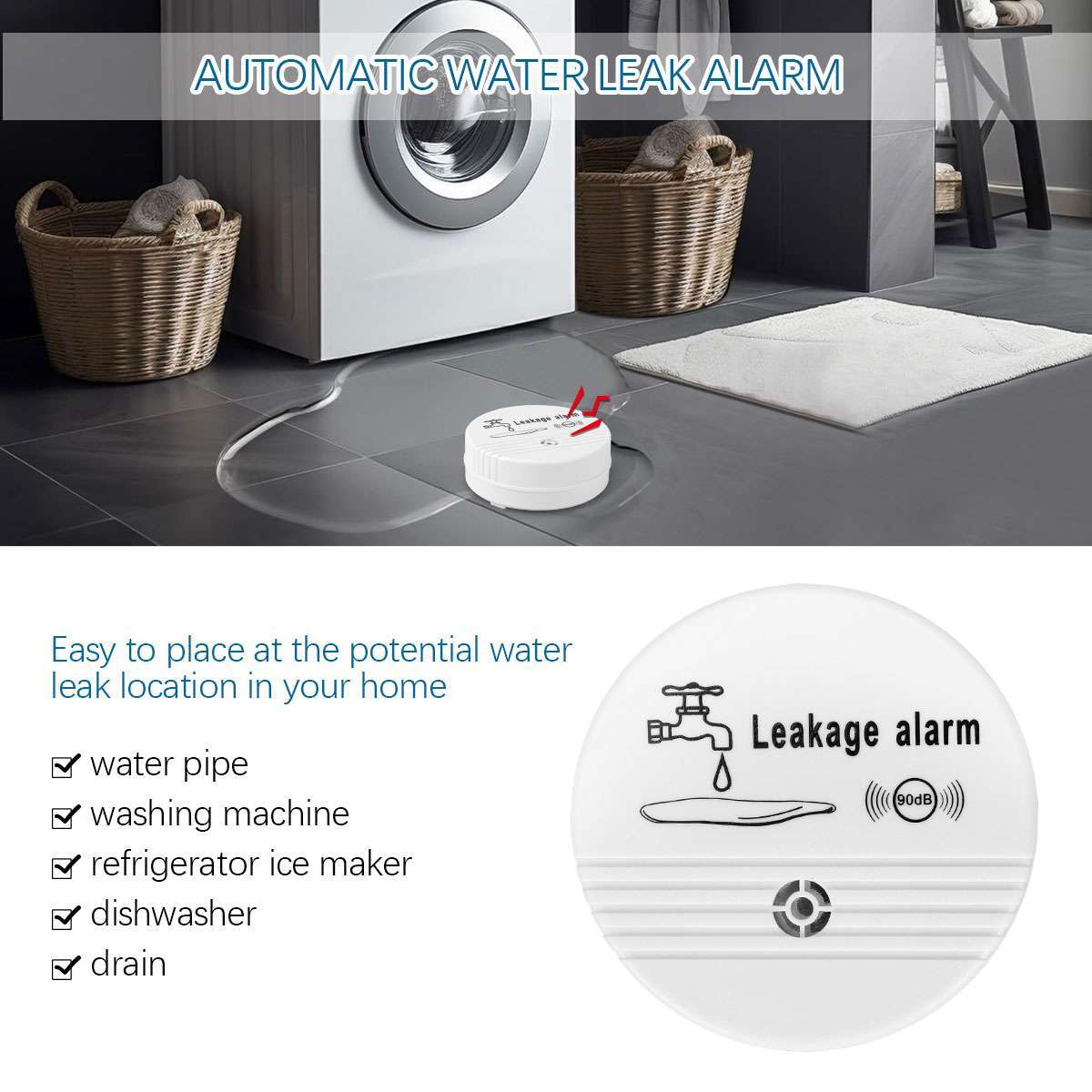 2/4pcs Intelligent Water Leak Sensor Detector Flood Leakage Level Overflow Alarm