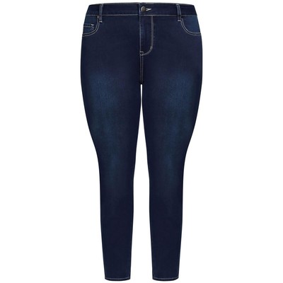 Avenue Womens Blue Mid Rise Dark Wash Denim Skinny Jeans 26 BHFO 3573