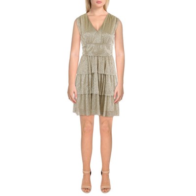 Lilly Pulitzer Womens Mini Metallic Ruffled Fit & Flare Dress BHFO 3881