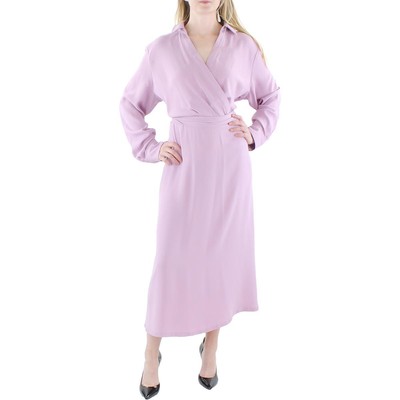 Женское однотонное платье миди из фиолетового жоржета Lauren Ralph Lauren 14 BHFO 2435
