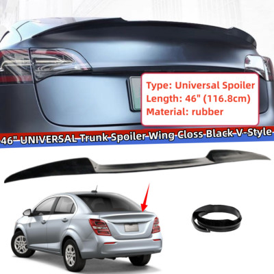 46'' UNIVERSAL Trunk Spoiler Wing Closs Black V-Style For Chevy Sonic 2017-2020