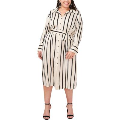 Женская рабочая одежда миди в полоску Vince Camuto Shirtdress Plus BHFO 9520