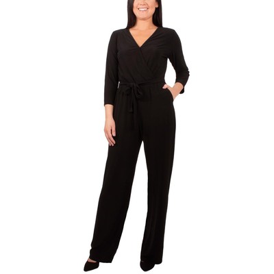 Женский черный комбинезон из джерси с принтом Petites PM BHFO 7518 из коллекции NY Collection