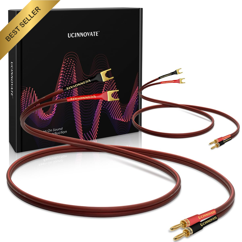 2-Pack 2M High-End Hifi Speaker Jumper Cables Banana Plugs to Spade Bridge Flexi