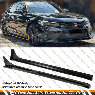 For 2022-2024 Honda Civic MC FE180 JDM Full Gloss Black Side Skirt Extension