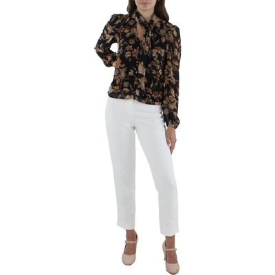 

Walter Baker Womens Selena Черная блузка с цветочным принтом и завязками на шее  BHFO 5798, Black dalia