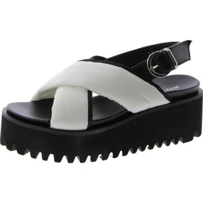 Полностью черные женские пышные сандалии на плоской подошве с лазерным ремешком на щиколотке BHFO 8516