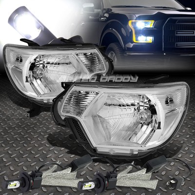 ХРОМИРОВАННЫЙ КОРПУС ФАРЫ + ПРОЗРАЧНЫЙ УГОЛ + БЕЛАЯ СВЕТОДИОДНАЯ СИСТЕМА 6000K ДЛЯ 12-15 TACOMA