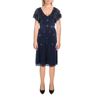 

Adrianna Papell Женское темно-синее коктейльное и вечернее платье с бисером  BHFO 1662, Navy