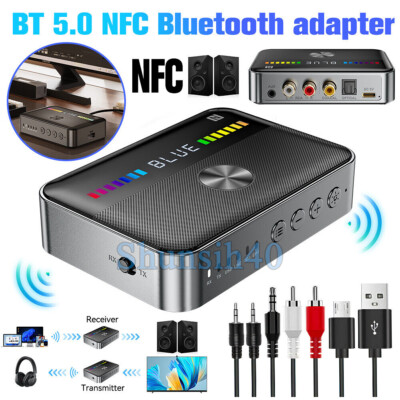 NFC Bluetooth 5.3 Wireless Audio Transmitter Receiver HiFi Music Adapter AUX RCA
