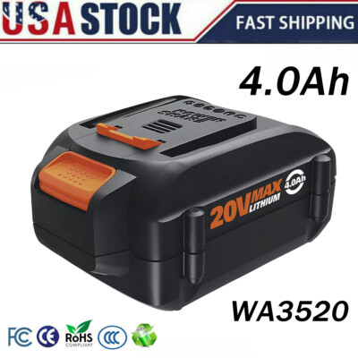2X New 4.0Ah For Worx WA3520 WA3578 Power Share Battery 20V WA3525 WA3575 Li-Ion